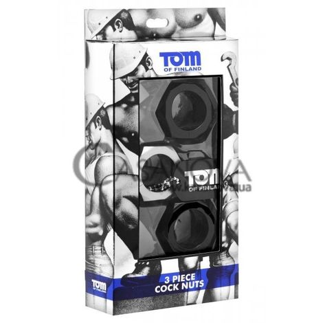 Основное фото Набор эрекционных колец Tom of Finland 3 Piece Cock Nuts чёрно-серые