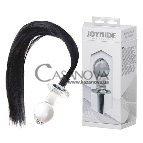 Основное фото Анальная пробка с хвостом Joyride Love Products Premium GlassiX 16 прозрачно-чёрная 11,2 см
