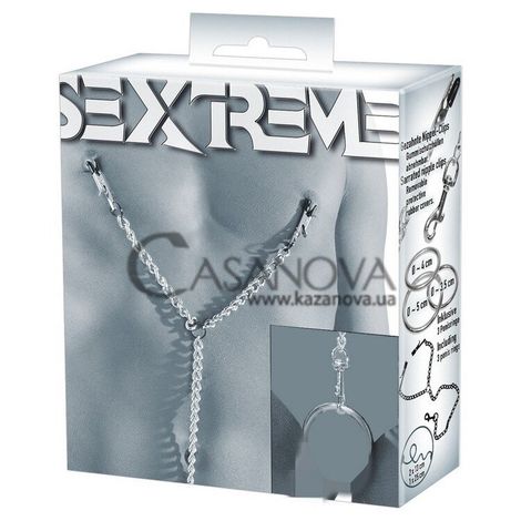 Основне фото Затискачі для сосків та ерекційні кільця Sextreme сріблясті