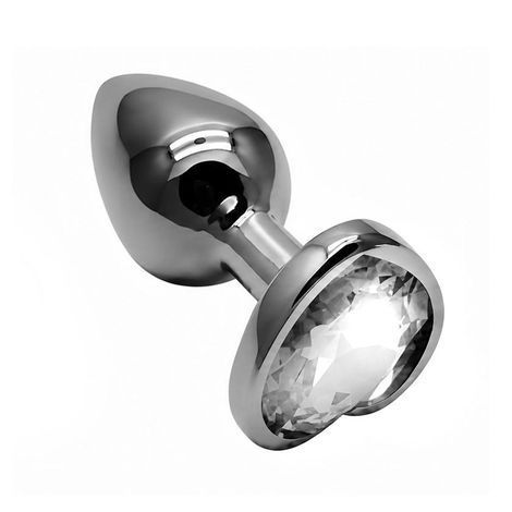 Основное фото Анальная пробка EGZO Dark Silver Heart Plug S серебристая с прозрачным кристаллом 7 см
