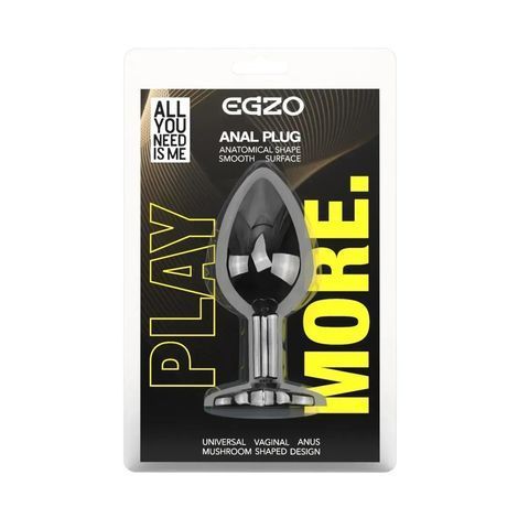 Основное фото Анальная пробка EGZO Dark Silver Heart Plug S серебристая с прозрачным кристаллом 7 см