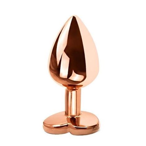 Основное фото Анальная пробка EGZO Rose Gold Heart Plug M в розовом золоте с розовым кристаллом 8,2 см