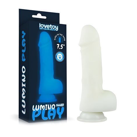 Основне фото Фалоімітатор, що світиться в темряві, Lovetoy 7.5'' Lumino Play Silicone Dildo білий 19,3 см