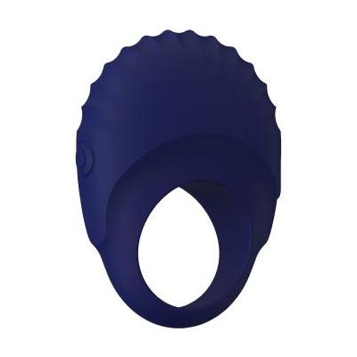 Эрекционное кольцо с рельефом и вибрацией Blue Evolution Pallas синее
