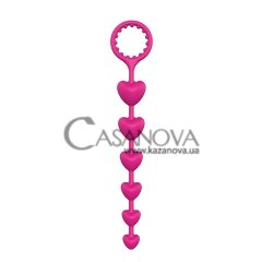 Основное фото Анальная цепочка Heart Beads розовая 23 см