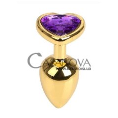 Основное фото Анальная пробка Seamless Gold Metal Heart Dark Violet S золотистая с фиолетовым 7,5 см