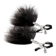 Основное фото Зажимы для сосков с перьями Steamy Shades Adjustable Feather Nipple Clamps серебристые с чёрным