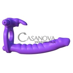 Основное фото Насадка для двойного проникновения Fantasy C-Ringz Silicone Double Penetrator Rabbit фиолетовый 17,8 см