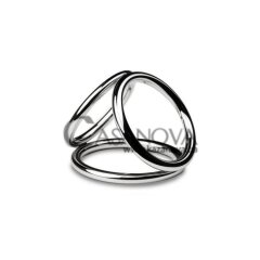 Основное фото Тройное эрекционное кольцо Sinner Gear Triad Chamber Metal Cock and Ball Ring Medium серебристое