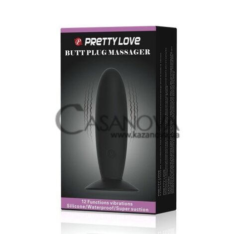 Основное фото Анальная вибропробка на присоске Pretty Love Butt Plug Massager чёрная 11 см