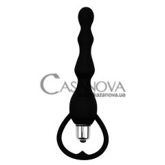 Основное фото Анальная цепочка с кольцом и вибрацией Tail Power Beads, чёрная 18,6 см