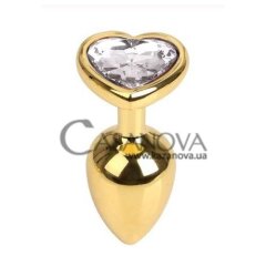 Основное фото Анальная пробка Seamless Gold Metal Heart Diamond S золотистая с белым 7,5 см