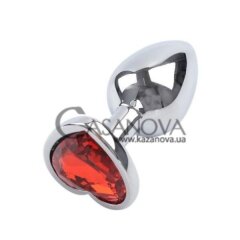 Основное фото Анальная пробка Seamless Silver Metall Heart Red S серебристая с красным 7,5 см